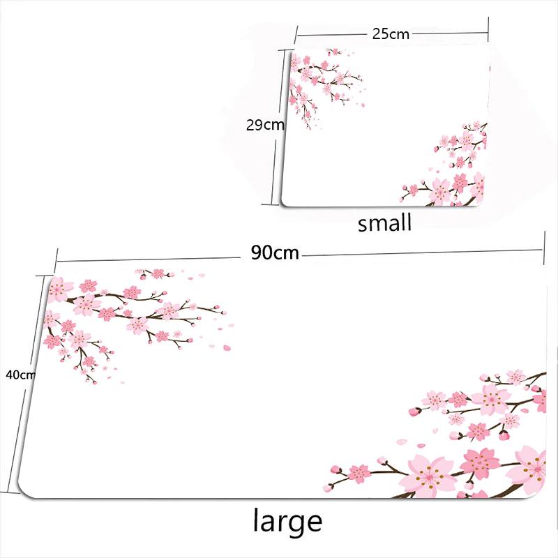 Japanese style Gaming Mouse Pad Pink Sakura Mousepads Black White XXL Large Desk Mat Art Mousepas New Office Laptop Gamer Rugs