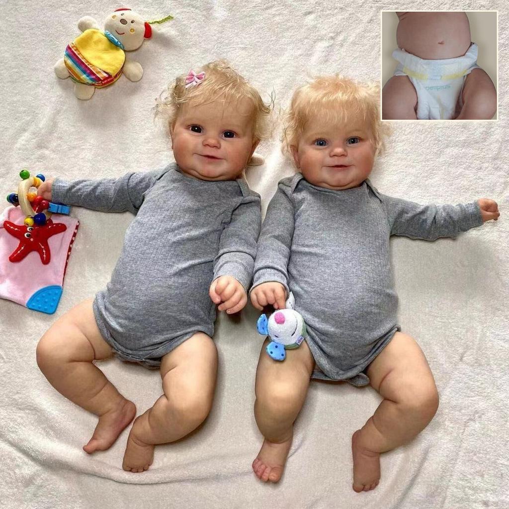 50 cm/20 tommer Reborn Baby Doll Blondt hår Silikon Vinyl Ferdig 3D malt Hudårer Kunstsamling Dukkegave