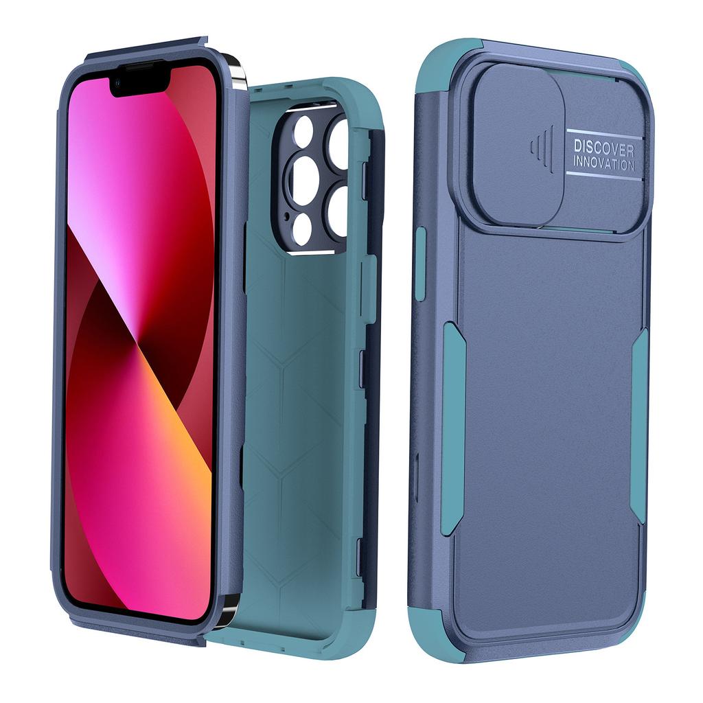 Für Apple Handyhülle, für iPhone 13 Pro Max Schutzhülle mit Drei Anti-Drop und Kreatischem Schiebefenster Airbag Rundumschutz Handyhülle