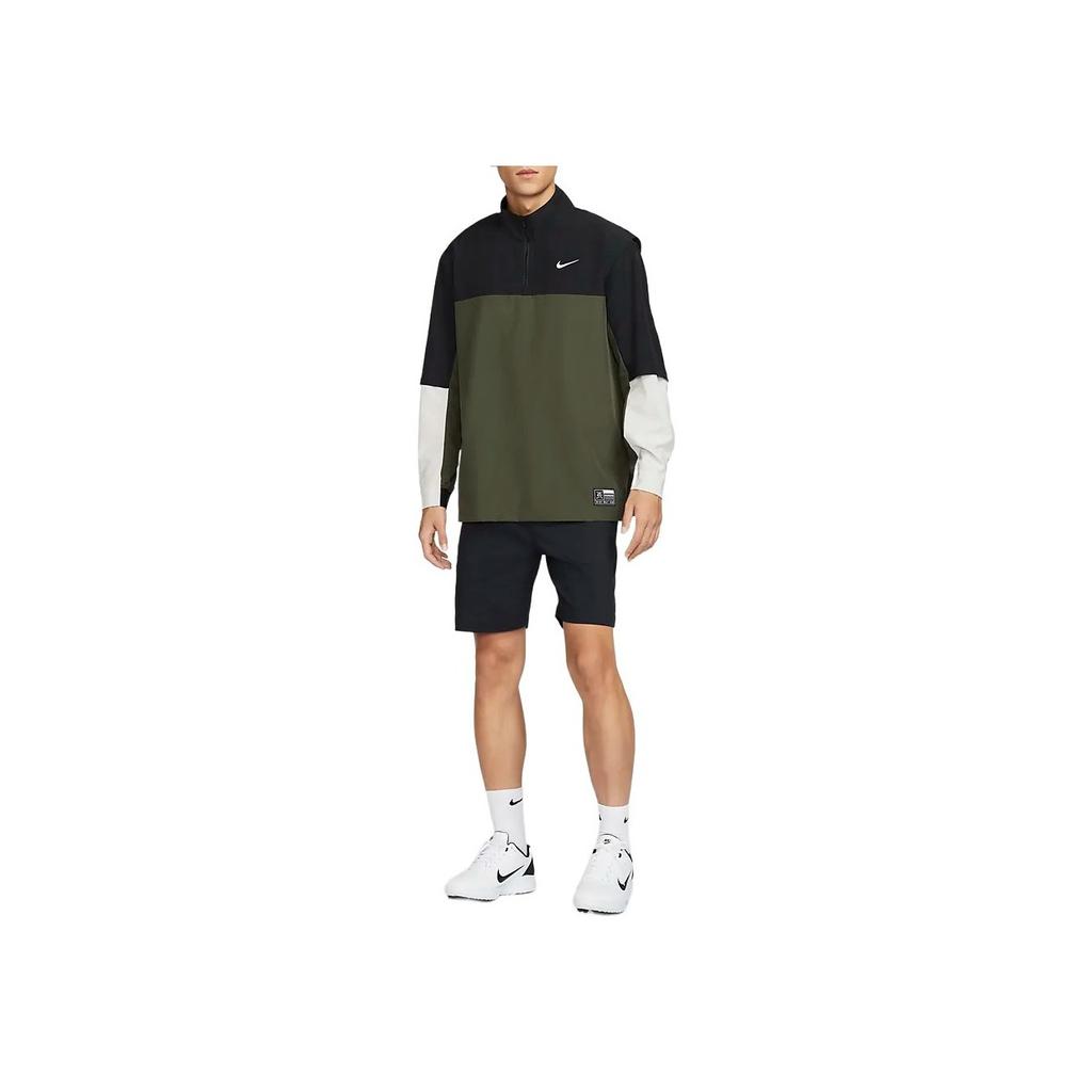Nike Club Dri-Fit Golf Logo Pattern Polo Loose Quick-Dry Long Sleeve Golf Shirt Men Tops Black Khaki-Green Light-Bone FQ1156-010