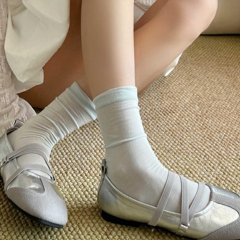 Leichte Kinder-Frotteesocken aus Seide für Frühling und Sommer mit kühlendem und atmungsaktivem Design, Wadenhöhe, einfarbig.