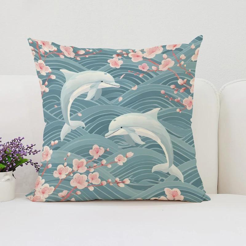 Home Decoration Cute Dolphin Decorative Pillowcase 40x40 Aesthetic Room Decoration Cover for Pillow Cases 45x45 Cushion Cover