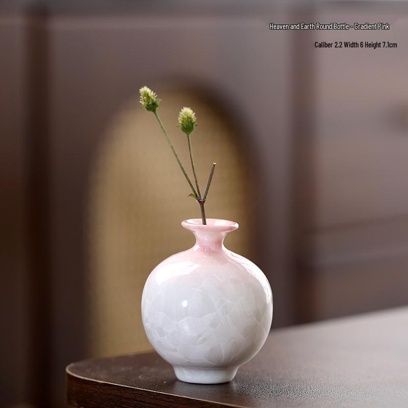 Crystalline Glaze Mini Ceramic Vase - Creative Home Desktop Ornament for Flowers