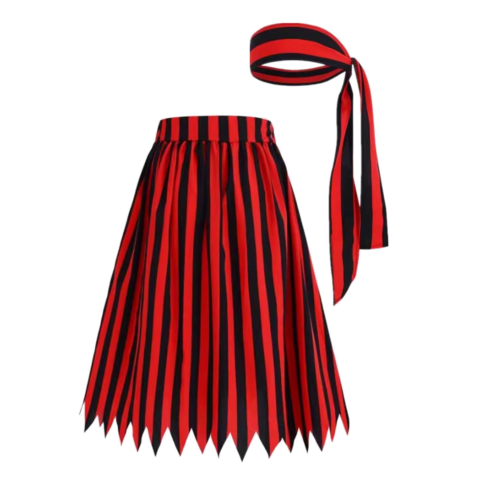 2Pcs Pirate Costume Accessories Pirate Bandana Headscarf Pirate Skirt for Halloween Carnivals Dressing Up Cosplay Party 150