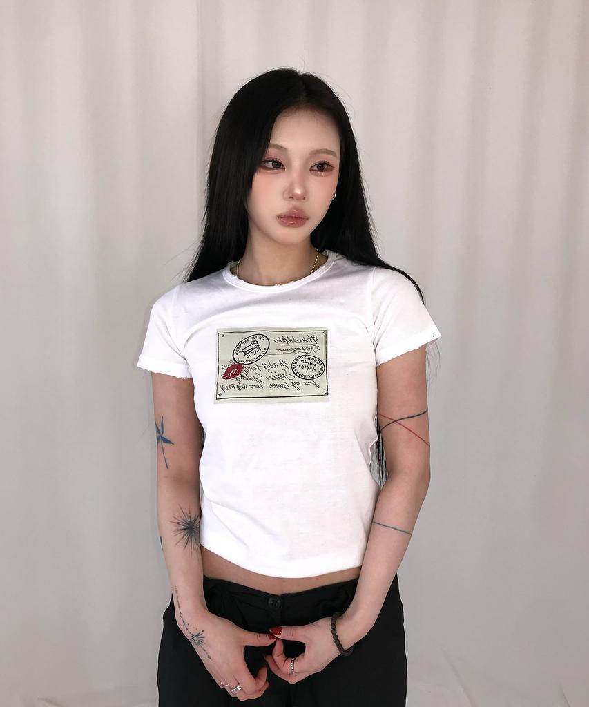 Seie Stamp Destroyed Damage Tee White