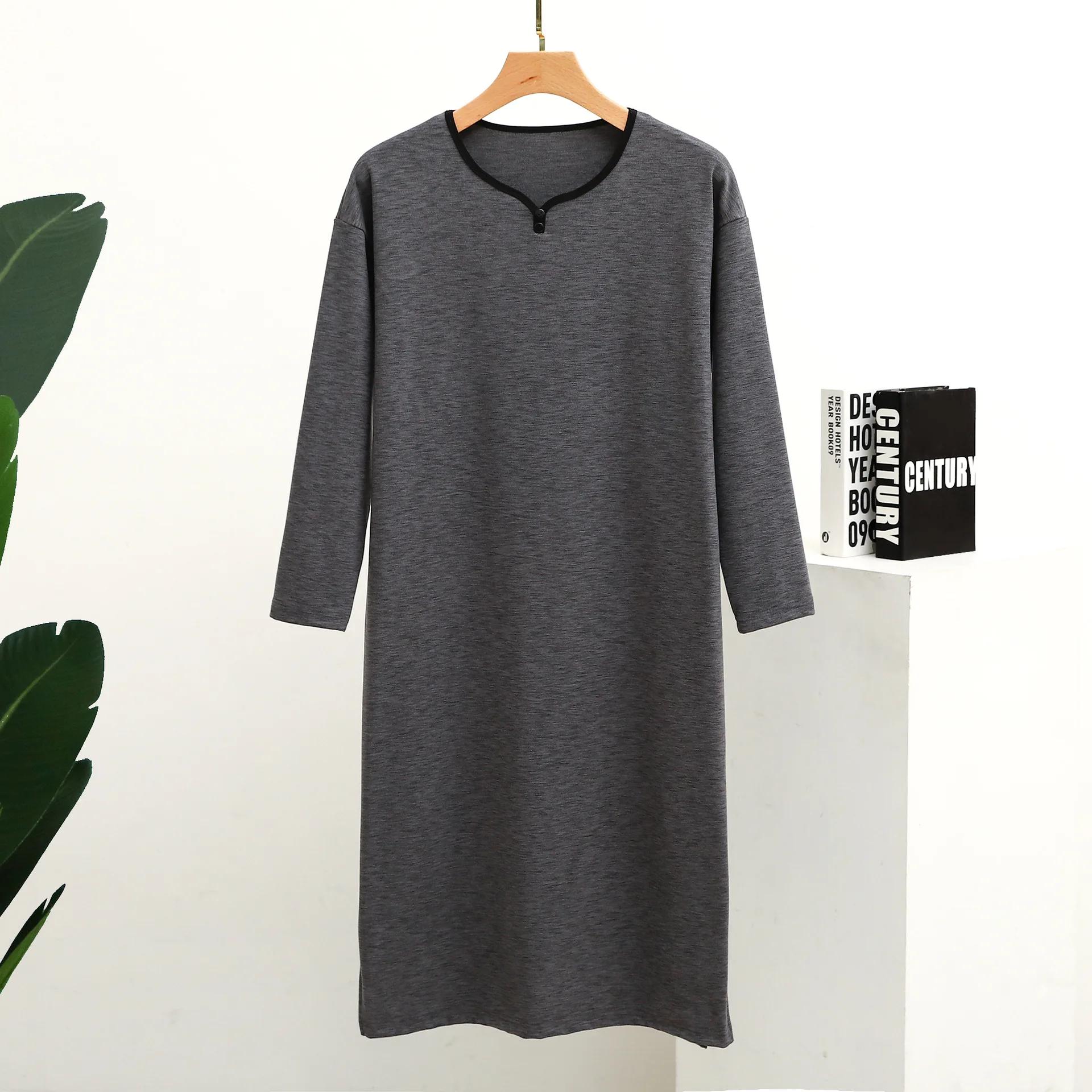 

Осенне-зимняя цветная утолщенная пижама с воротником на пуговицах с длинным рукавом большого размера, цельная домашняя мужская ночная рубашка 3XL