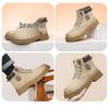 Men's Large Size Winter Genuine Leather Martin Boots, Thick Sole, High-Top, Outdoor, Plus Velvet, Yellow Work Boots.