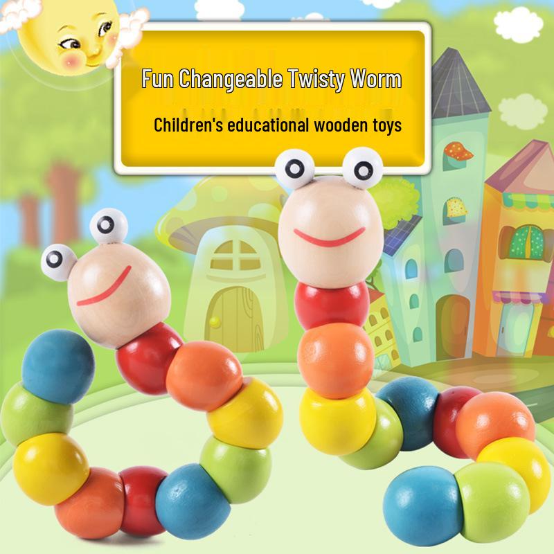 Wooden Twisty Caterpillar Toy for Infants and Toddlers (Ages 0-3)