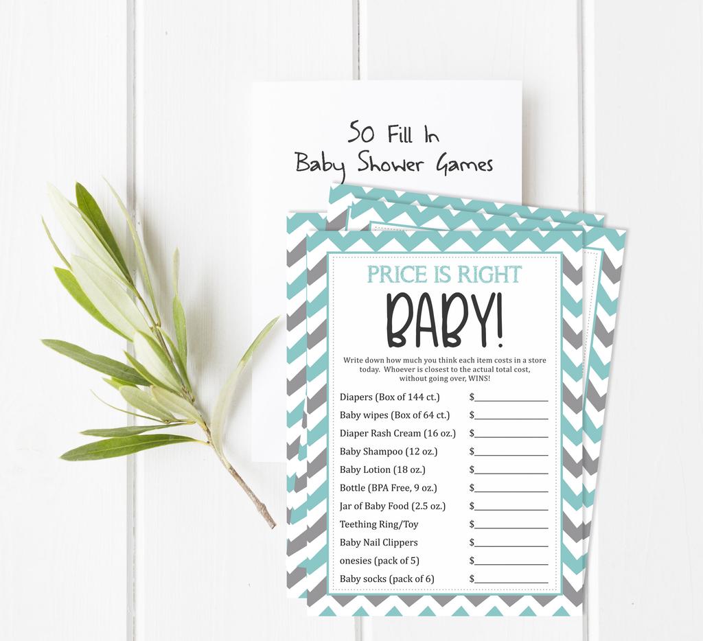 Inkdotpot 50 Sheet Ita    s A Boy Ita    s A Girl If The Price Is Right Baby Shower Game Chevron Gender Reveal Party