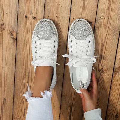 2025 Nieuwe Amerikaanse Mode Dames Casual Schoenen Strass Pailletten Dames Ballerina's Comfortabele Platform Wandelsneakers Grote maat 45