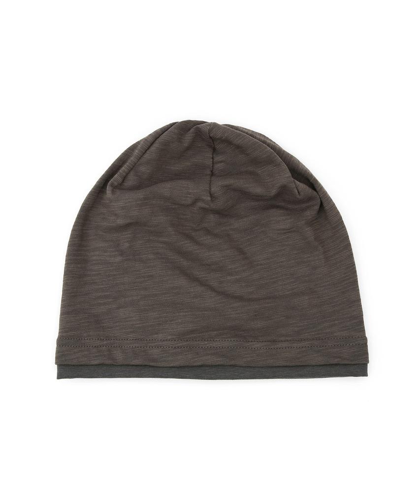 Eondeokeonteulol Cool Two-Tone Color Block Cotton Long Loose Fit Hat Beanie / Layered Slub / Khaki