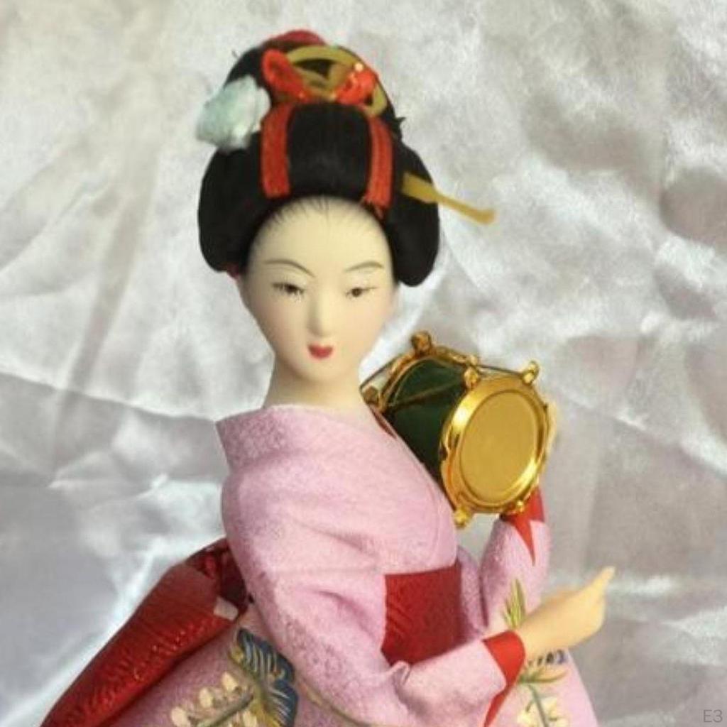 23cm (9 Inch) Japanese Geisha Doll, Asian Sculpture, Desk Ornament, Collectible Figurine, for Bar