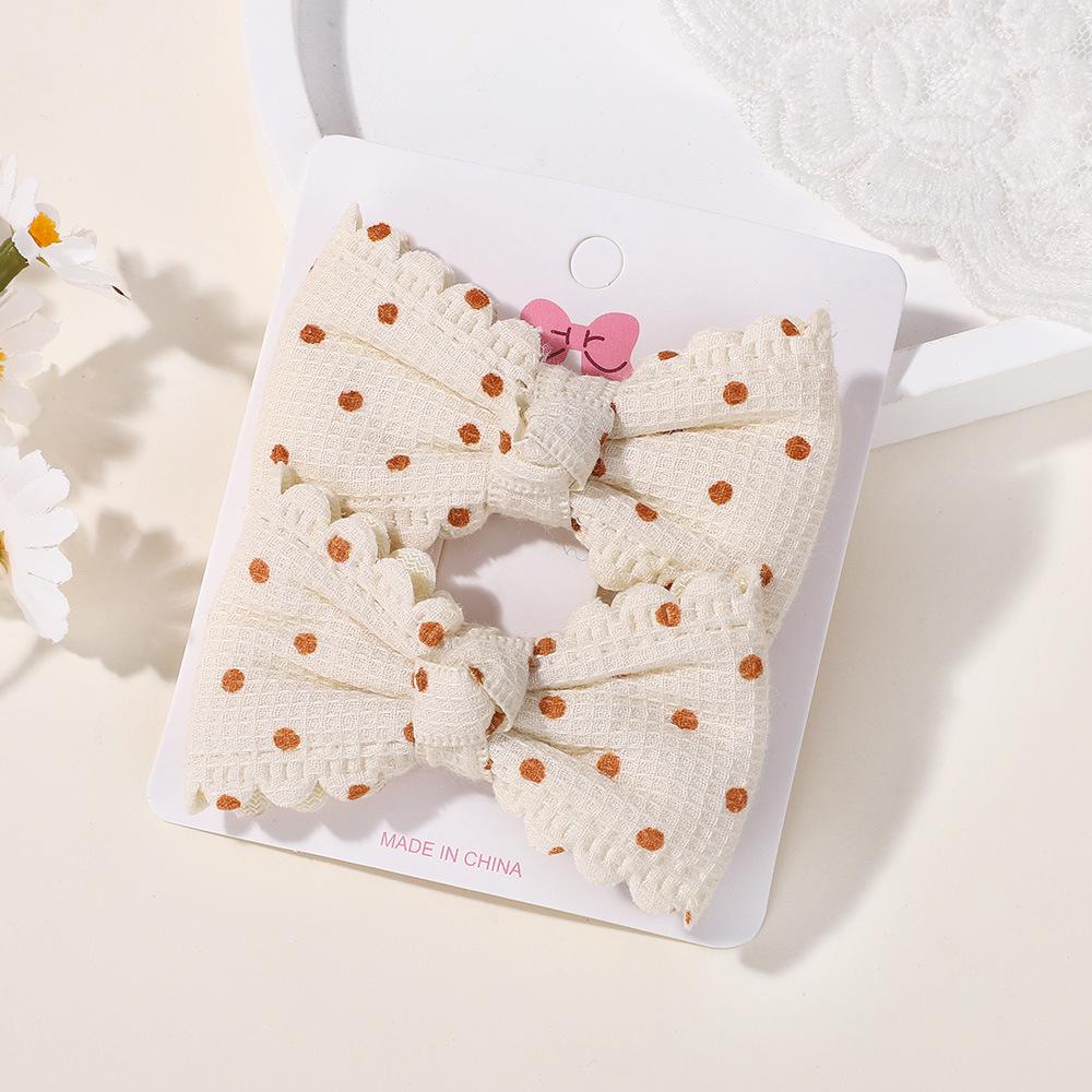 Shrimp Skin Baby Girl Cute Hairpin Set Pink Plaid Lace Bow Clip Hair Accessories 5058