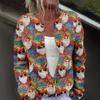 Women's Fashion Christmas Printed Long Sleeve Knitted Cardigan Button Down Jacket