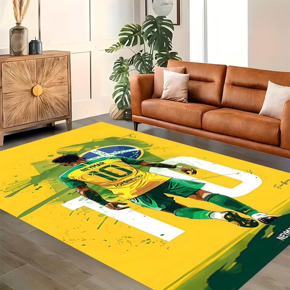 Brazilian Football Stars rug for living rooms, bedrooms, home décor, and as gifts.