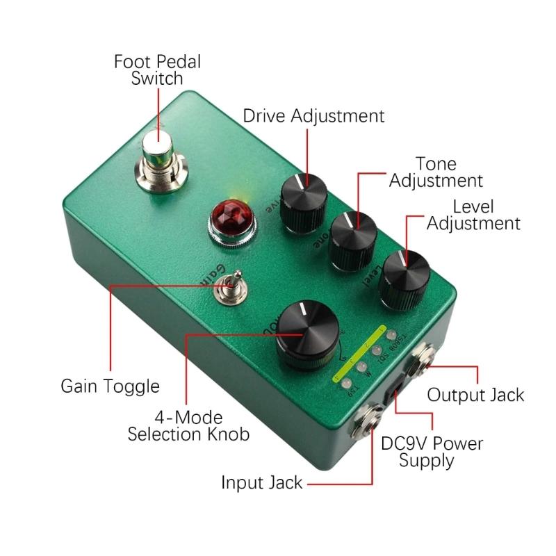 Portable Guitar Overdrive Booster Pedal with True Bypass Switching Guitar Booster Effect Pedal for Live Professional