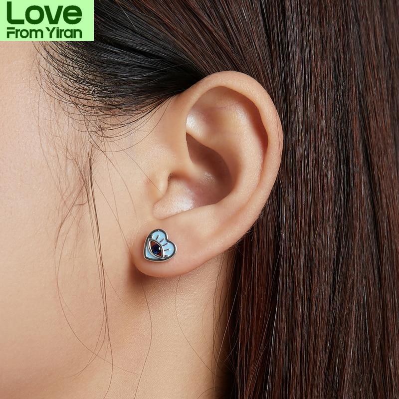  Color Devil Eye Earrings Western Women Mythical Blue Cubic Zircon Heart Shape  Color Earrings Jewelry Sce1134Heart Jewelry