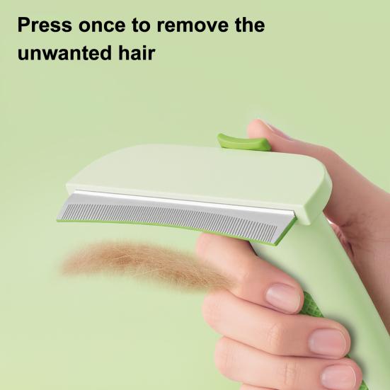 Pet Detangling Comb Self-Cleaning Cat Deshedding Brush Curved Head Pet Grooming Brush Removes Loose