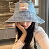 Sunscreen Denim Bucket Hat Wide Wings Sunscreen Hat Fashion Jeans Fisherman Hat  Girls