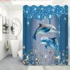 1pc   Diamond Dolphin Printed Shower Curtain Set  -   With Hooks Waterproof Mildew Proof Easy Install Washable