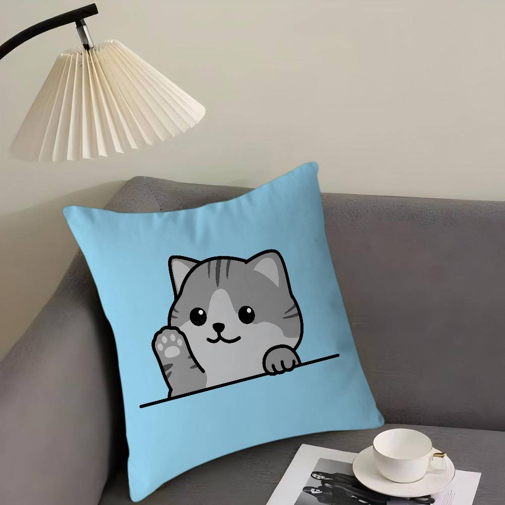 Cute Cartoon Cat Illustration Pillow Gift Home Office Decoration Bedroom Sofa Car Cushion Cover Case 45x45