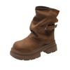 Retro thick-soled Maillard trouser boots women's 2025 new autumn versatile height-increasing and thin thick-heeled short fashion boots