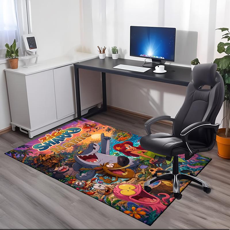 Custom Name Zig Sharko Printed Carpet Rug For Office Chair Living Room Bedroom Kitchen Room Decor Gifts