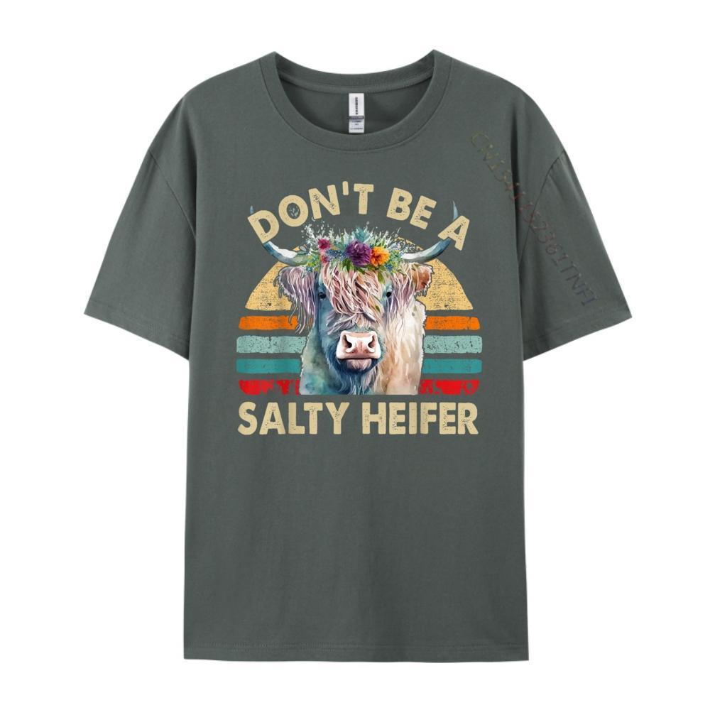 Highland Cow Shirt Women Dont Be Salty Heifer Funny Farm Mom Red And Black Graphic T Shirt Camiseta Easter Day