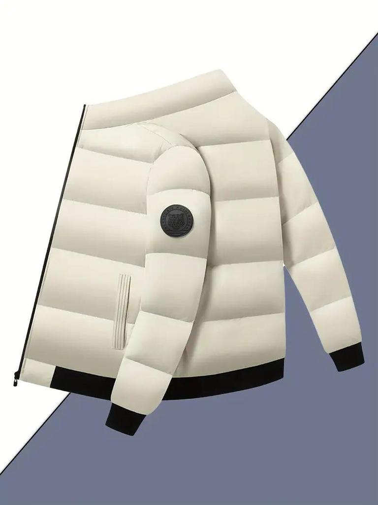 Winter Heren Dikke Katoenen Jas met Opstaande Kraag, Casual Koreaanse Stijl Bovenkleding - Nieuwe Collectie.