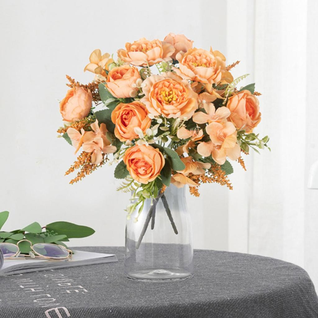 Künstliche Blumen Seidenhortensie Pfingstrose Hochzeitsblumenstrauß Valentinstag Haus Zimmer Vase Dekoration DIY Geschenk Kranz Scrapbooking