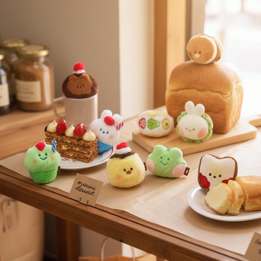 LINE FRIENDS MININI Dessert Cafe Sallini Pudding Plush Keychain