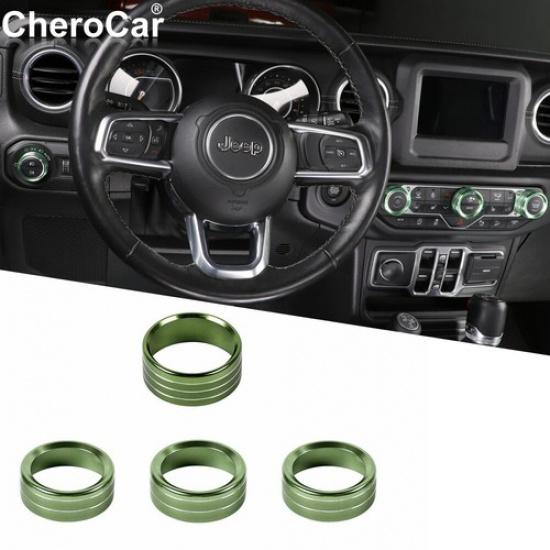 Air Conditioner/Headlight Switch Knob Trim for 2018+ Jeep Wrangler JL JT Green
