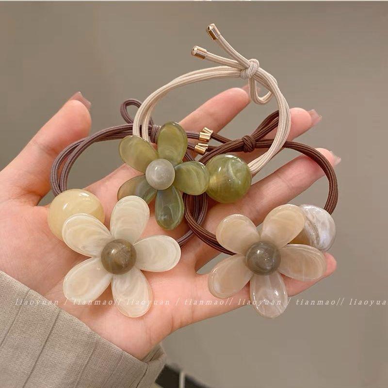 Charmantes Acryl-Blumen-Stirnband - Hochelastisches Haargummi für dickes Haar