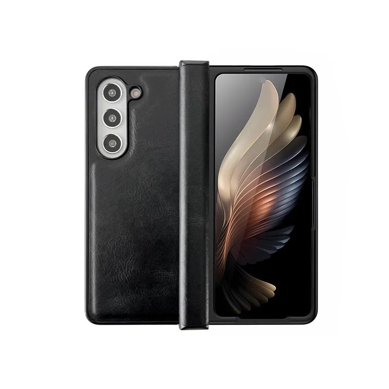 Matte Luxury Soft Leather Folding Hingle Shockproof Protection for Samsung Galaxy Z Fold 6 5 4 3 Case Back Cover Phone Accessory