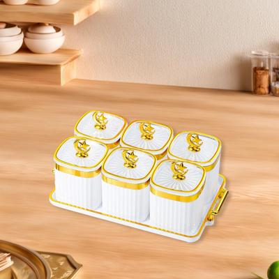 Divided Dish for Dried Fruits And Cookies with 6 Jars
