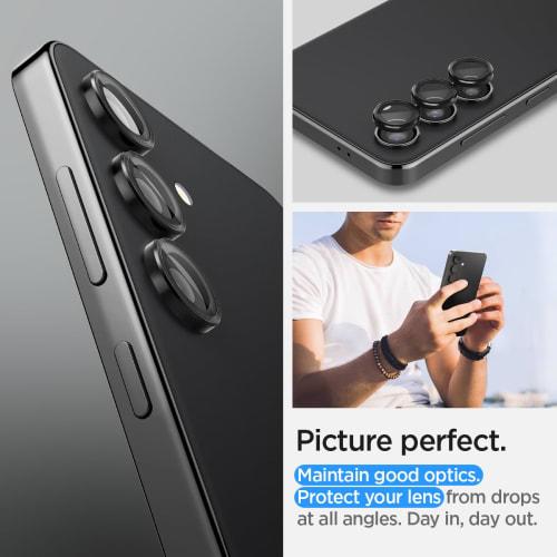 Spigen Galaxy S24 Camera Protection Film Black 2 Sets with Installation Kit High Transmittance 9H Hardness Shockproof Compatible with Galaxy S24 Lens
