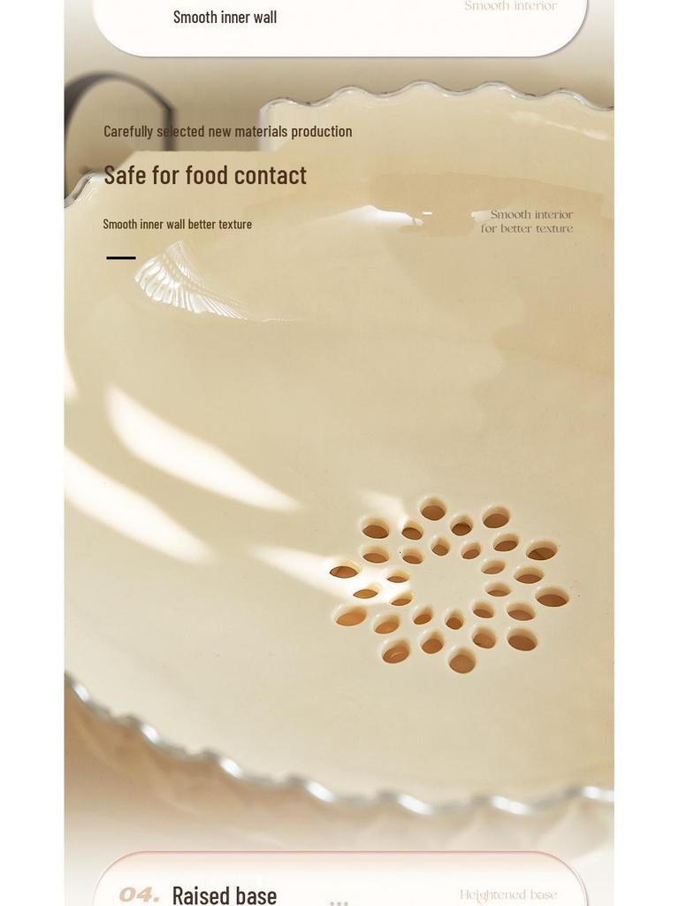 Elegant High-Footed Fruit Basket and Snack Plate with Large Capacity - Cream Style