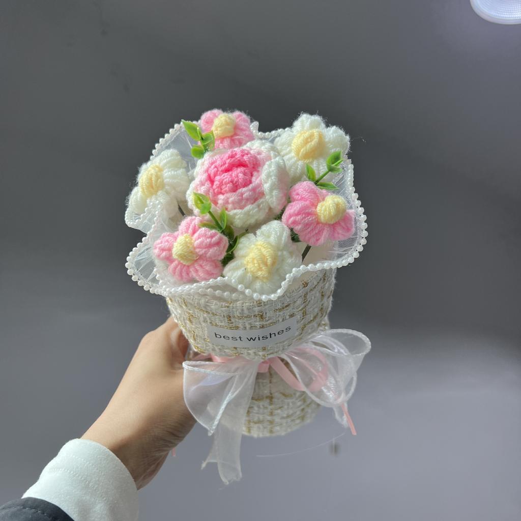 Cross-border Knitted Wool Sunflower Bouquet Exquisite Small Gift Mini Bouquet 38 Valentine's Day Gift