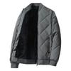 Mens Winter Baseball Collar Quilted Jacket Fleece Lined Warm Thick Plaid Cotton Coat Middle Aged