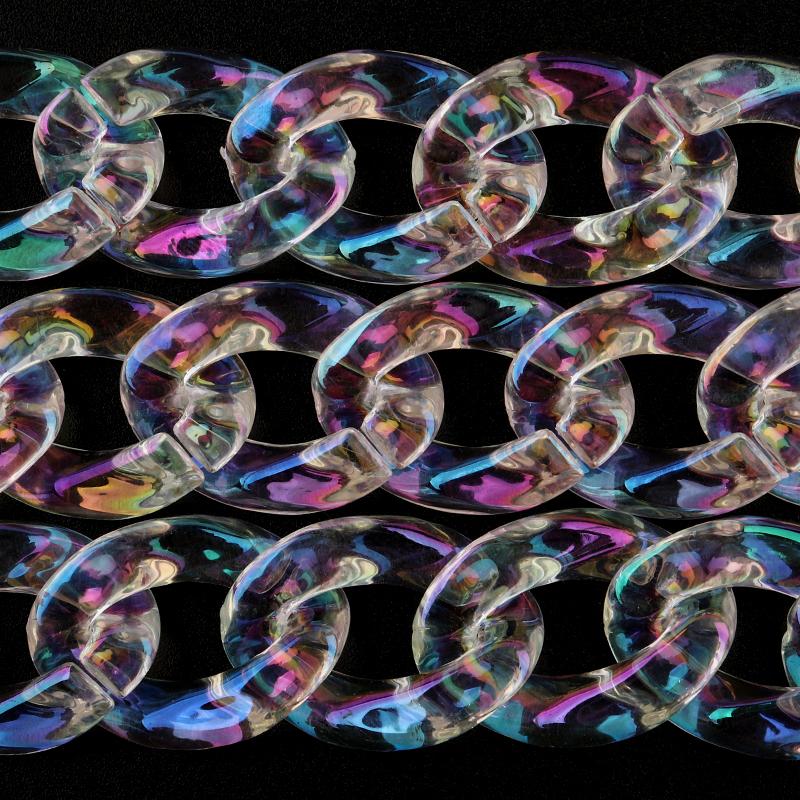 20pcs Ins Retro Rainbow Buckle Acrylic Long Chain Beads For Men Women Curb Cuban Link  Jewelry Making DIY Bracelet Necklace
