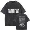 Oversize'owa koszulka z krótkim rękawem w stylu acid wash z nadrukiem graficznym zespołu Radiohead Vintage
