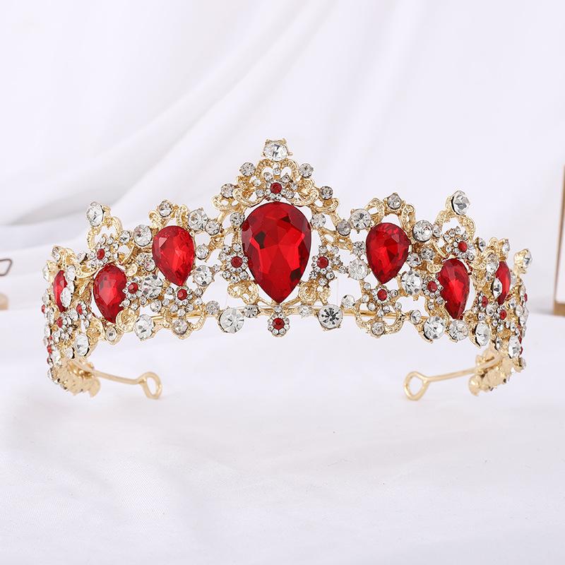 DIEZI Vintage Baroque Blue Crystal Tiara Crown For Women Gilrs Gift Wedding Party Queen Bridal Bride Hair Jewelry Accessories