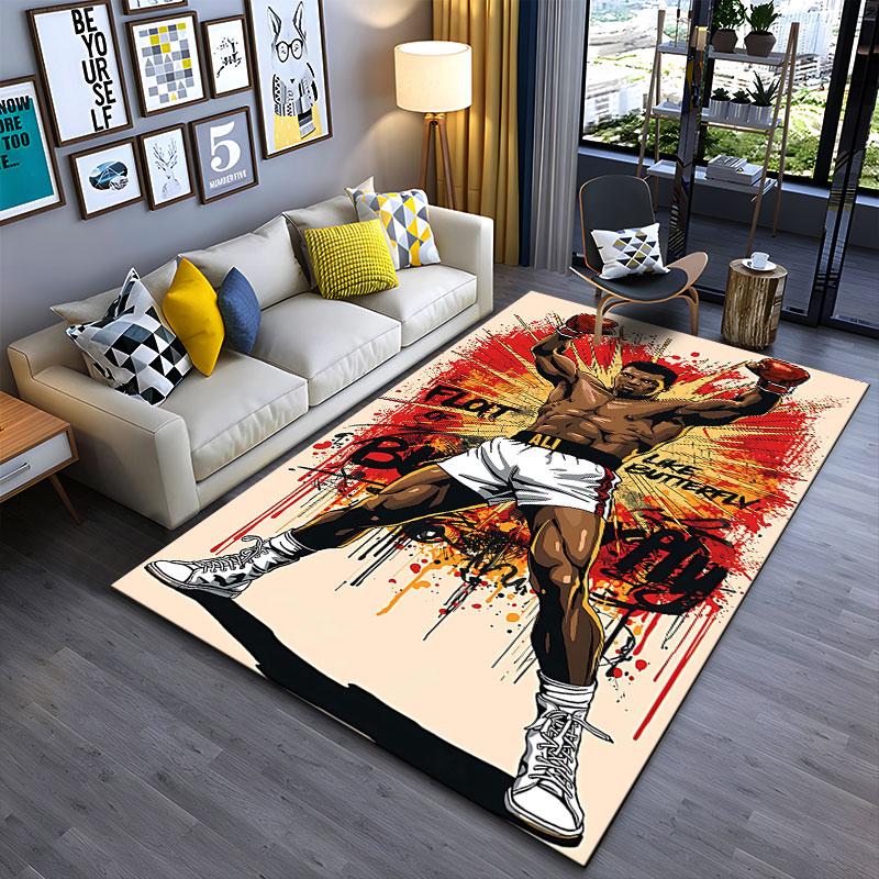 Boxing Legend Illustration suitable as a non-slip mat for the living room or bedroom sofa