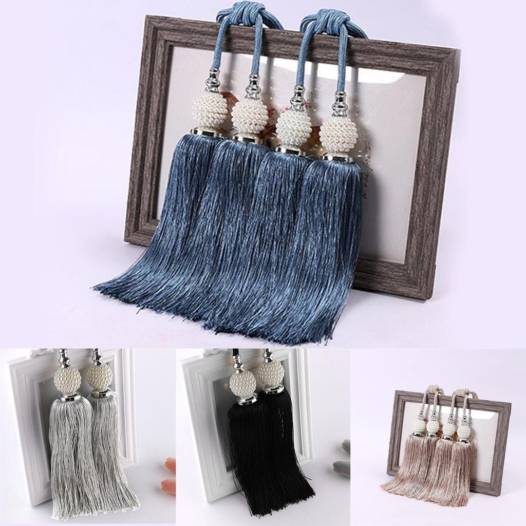 1PCS Chinese Classical Style pearl Double Ball Curtain Hanging Ball Tassel Binding Rope Curtain Decoration