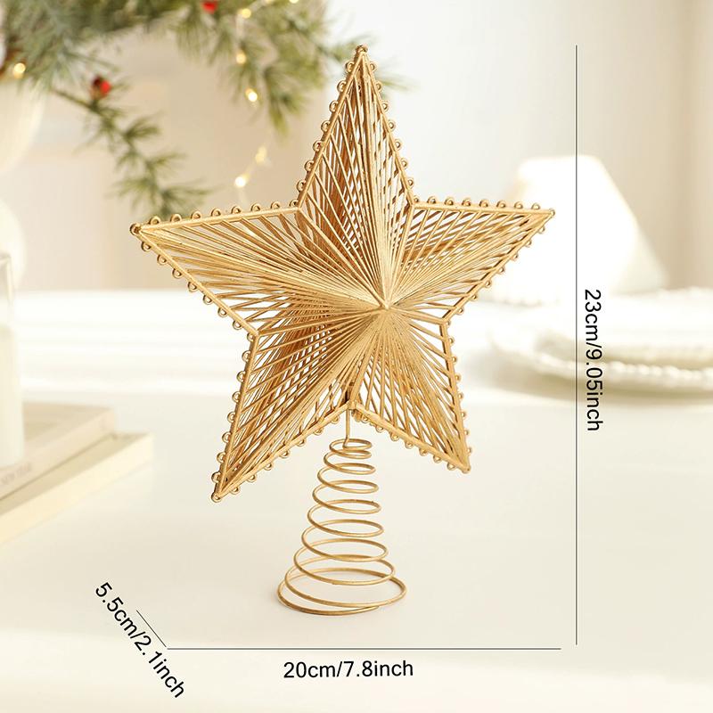1Pc Christmas Tree Topper Modern Hollow Design Home Decor Christmas Tree Decorations Shimmering Christmas Topper Star Ornament