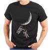 Outer Space Astronaut Crescent Moon Swing Womens or Mens Crewneck T Shirt Tee