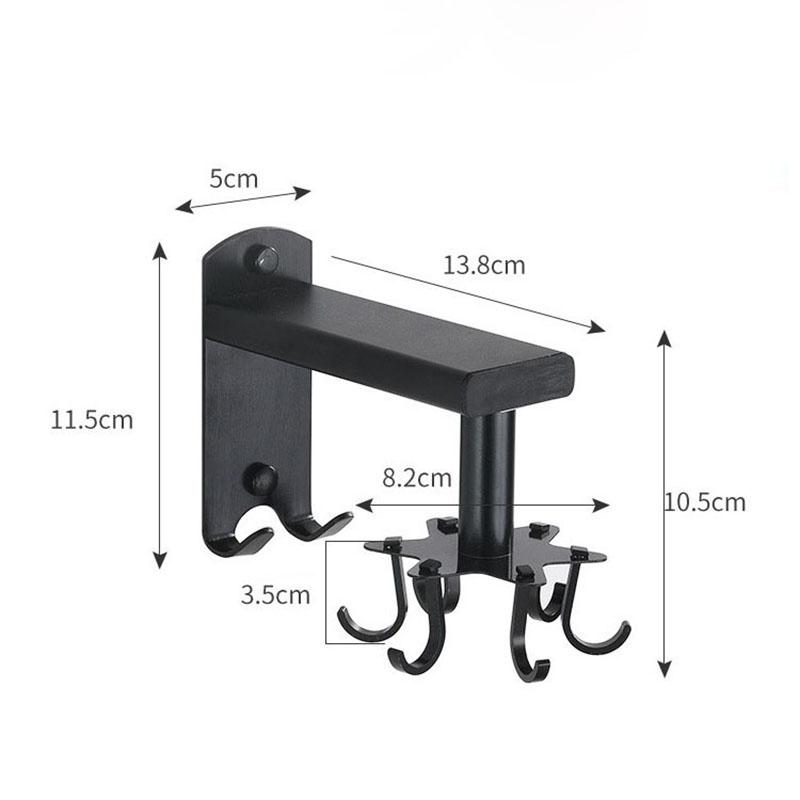 Kitchen Rotating Hook Free Punching 360 Degree Rotating Rack Wall Hanging Creative Space Saving Spatula Aluminum Storage Rack