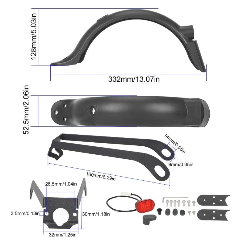 Electric Scooter Rear Mudguard Tire Splash Mudguard with Rear Taillight Back Guard for M365 Scooter Mudguard Brackets