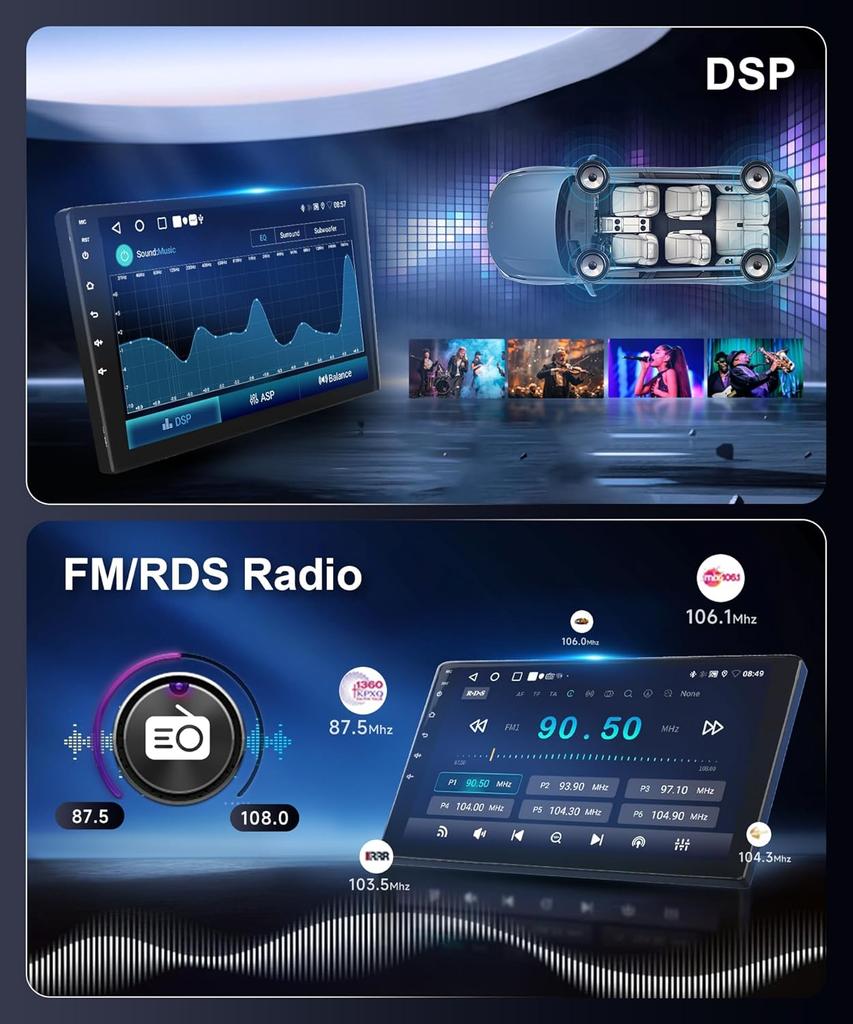 2G+64G Android 13 Car Stereo for Toyota Corolla 2017-2019, 9' HD Touch Screen, Wireless CarPlay, Android Auto, GPS, Bluetooth 5.