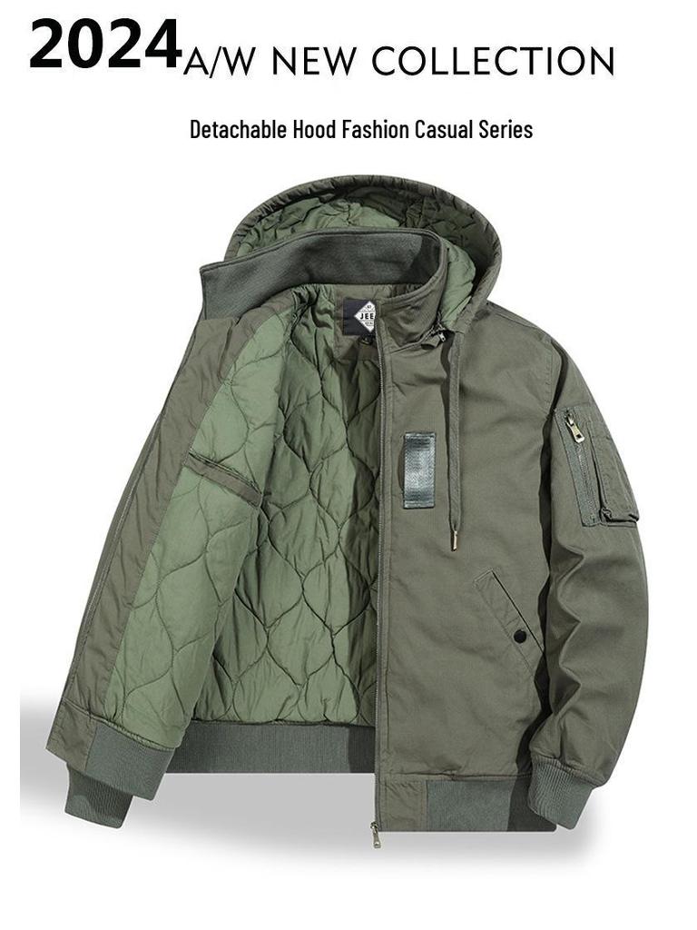 JEEP SPIRIT Quilted Cotton Workwear Jacket - Casual, Thick, Versatile for Autumn/Winter